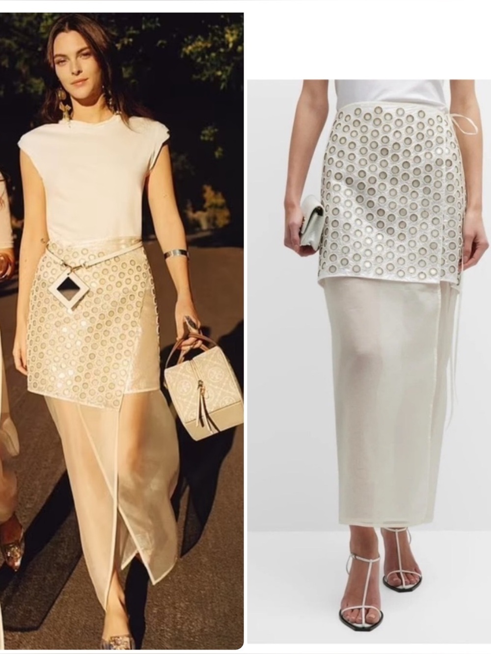New TORY BURCH  Mirror Embellished Double Layer Wrap Skirt
